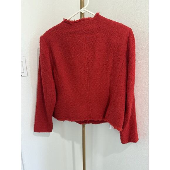 Mng Mango TWEED JACKET WITH POCKETS in red New Women’s Sz XXL - Picture 4 of 7